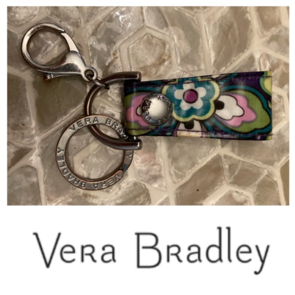 Vera Bradley Iconic Loop Keychain  - Snap Key Ring Fob in purple punch